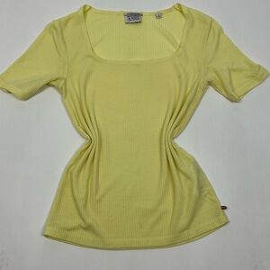 Scotch & Soda Yellow Fitted Ruched Short Sleeve Tee